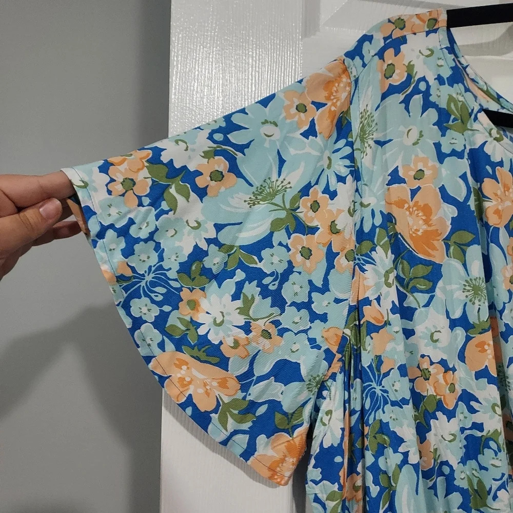 NWT Croft & Barrow Woman's Plus Blue Floral Short Sleeve A-Line Dress in Size 2X - Picture 7 of 10